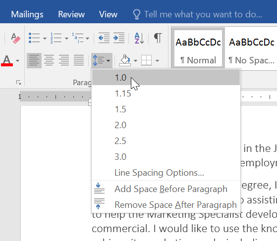 paragraph spacing